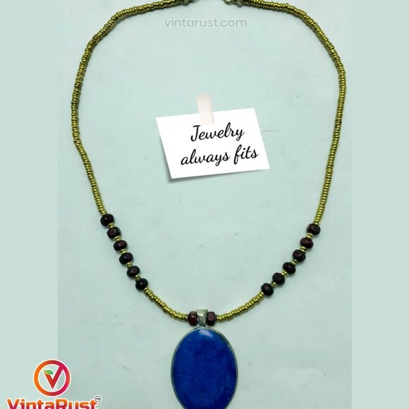 Beaded Necklace, Statement Necklaces With Pendant Stone, Western Beaded Necklace - Picture 5 of 7